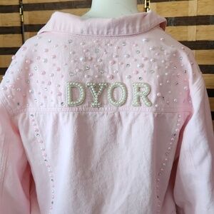NWOT! READ!! Custom made crop pearl & diamond jean jacket